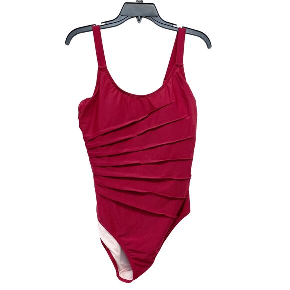 Cupshe Women's Burgundy Scoop Neck Cutout One Piece Swimsuit Size Large - Picture 1 of 7